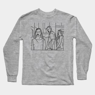 Distracted Boyfriend Meme Line Art Long Sleeve T-Shirt